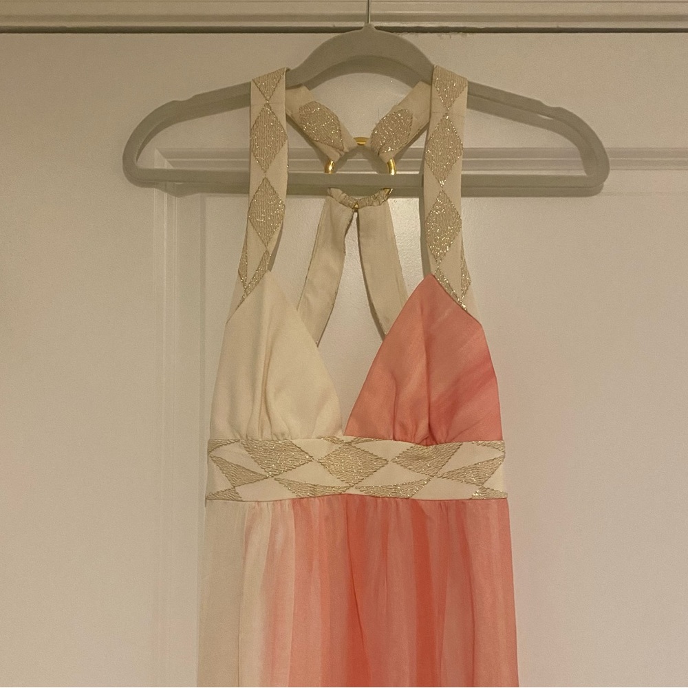 Tibi Pink Ombré w/ Gold Detail Formal Dress